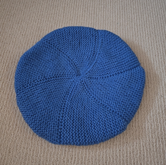 Vintage Granny Knit Blue Beret Hat - Picture 2 of 3